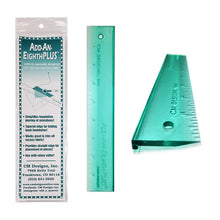Load image into Gallery viewer, Green add an eighth plus ruler for rotary cutting and packaging on white background