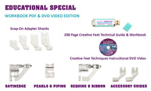 Load image into Gallery viewer, Creative Feet Sewing Machine Feet Educational Special Workbook PDF &amp; DVD Contents
