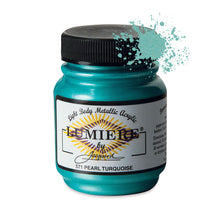 Load image into Gallery viewer, Jacquard Lumiere Fabric Paints 2.25oz - 571 Pearlescent Turquoise