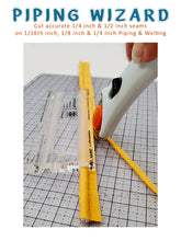 Load image into Gallery viewer, Piping Wizard Ruler for cutting seam allowance with rotary cutter on cutting mat
