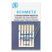 Load image into Gallery viewer, Schmetz sewing machine needles 110/18 jeans / denim 5 pack