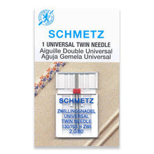 Load image into Gallery viewer, Schmetz sewing machine needles 2.0/80 universal twin
