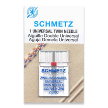Load image into Gallery viewer, Schmetz sewing machine needles 2.0/80 universal twin