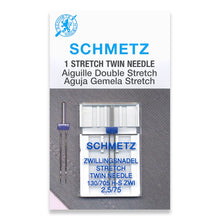 Load image into Gallery viewer, Schmetz sewing machine needles 2.5/75 stretch twin