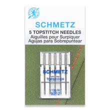 Load image into Gallery viewer, Schmetz sewing machine needles 80/12 topstitch 5 pack
