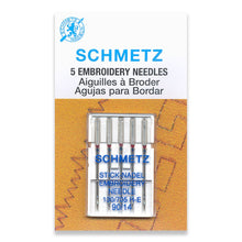 Load image into Gallery viewer, Schmetz sewing machine needles 90/14 embroidery 5 pack