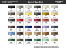 Load image into Gallery viewer, WonderFil DecoBob polyester sewing thread color chart