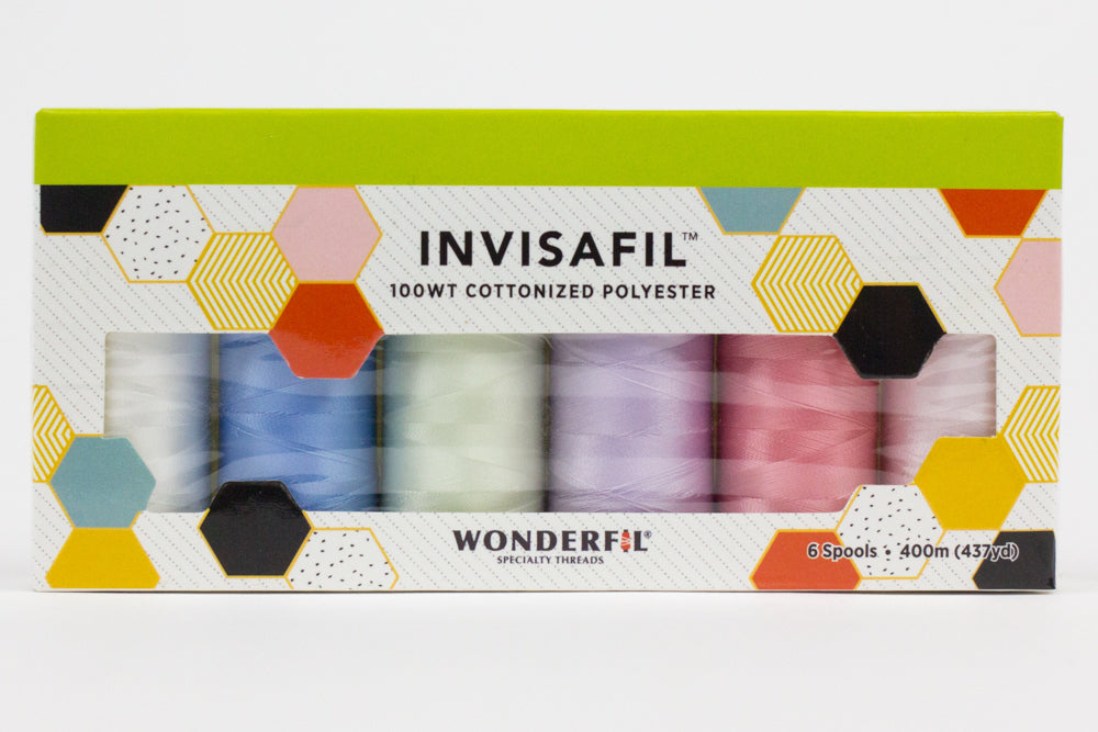 WonderFil, Specialty Threads, InvisaFil, 2-Ply Cottonized Soft POLYESTER, Silk-Like Thread for Fine Sewing, 100wt - Black, 2500M