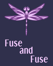 Load image into Gallery viewer, Fuse and Fuse sewing embroidery stabilizer dragonfly logo
