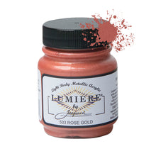 Load image into Gallery viewer, Jacquard Lumiere Fabric Paints 2.25oz - 533 Rose Gold
