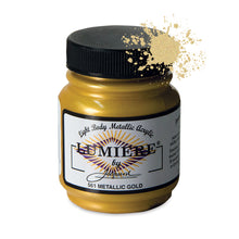 Load image into Gallery viewer, Jacquard Lumiere Fabric Paints 2.25oz - 561 Metallic Gold
