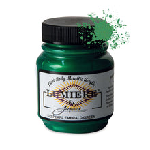 Load image into Gallery viewer, Jacquard Lumiere Fabric Paints 2.25oz - 572 Pearlescent Emerald
