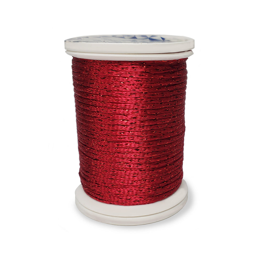 Quilt Highlights Metallic Rayon Flat Braid Ribbon - 019 Red