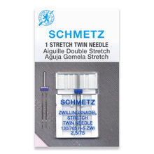 Load image into Gallery viewer, Schmetz sewing machine needles 2.5/75 stretch twin
