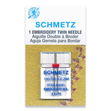 Load image into Gallery viewer, Schmetz sewing machine needles 3.0/75 embroidery twin
