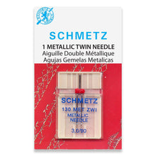Load image into Gallery viewer, Schmetz sewing machine needles 3.0/90 metallic twin
