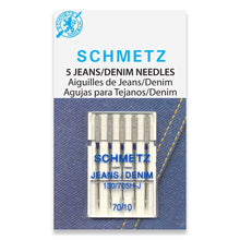 Load image into Gallery viewer, Schmetz sewing machine needles 70/10 jeans / denim 5 pack
