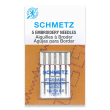 Load image into Gallery viewer, Schmetz sewing machine needles 75/11 embroidery 5 pack
