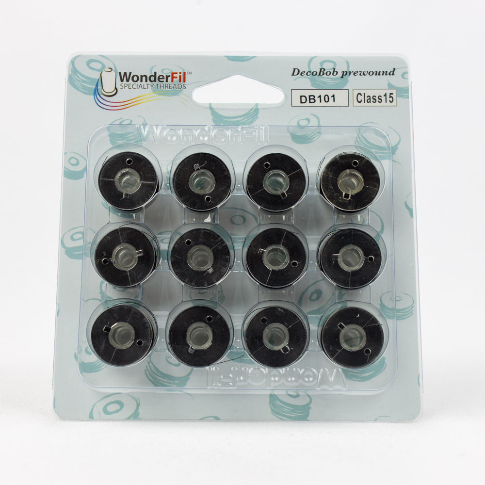 WonderFil DecoBob polyester sewing thread bobbins db101 black